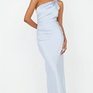 Bec & Bridge LUNETTA ASYM DRESS Dusty Blue One Shoulder Asymmetrical Dress